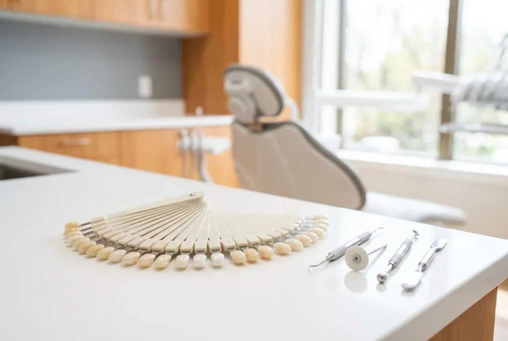 Dental shade guide used to match a repair for a broken tooth in Alpharetta