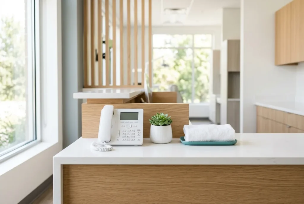 Dental office reception desk for emergency appointments in Alpharetta