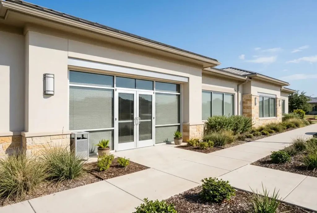 Closed dental office on a quiet Sunday in the Alpharetta area